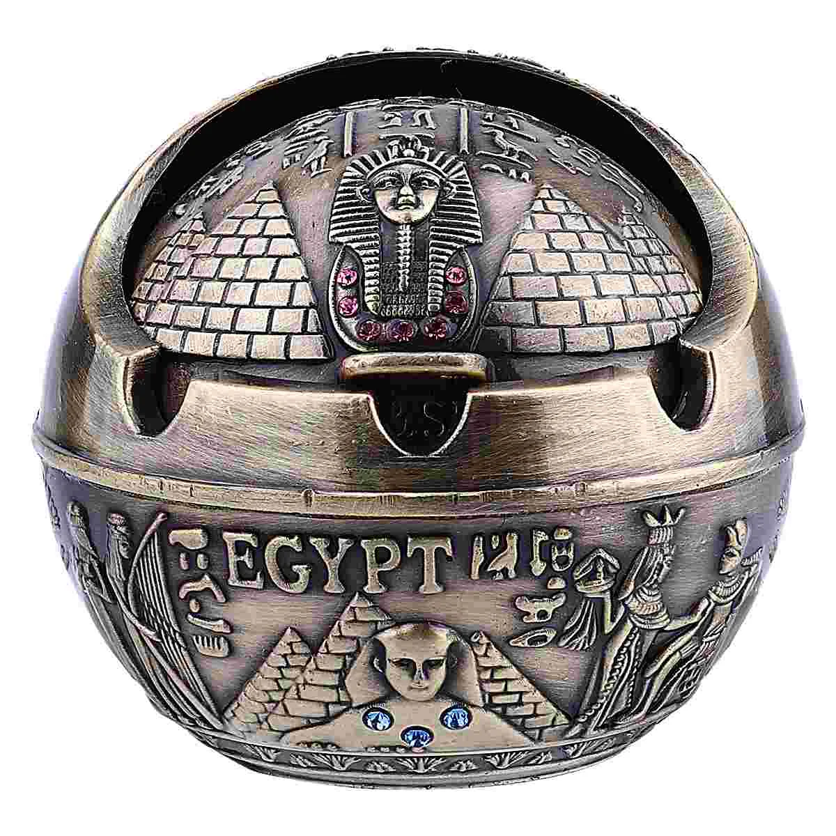 

Ashtray Ash Tray Metal Vintage Windproof Cigardesktoplid Outdoor Holder Alloy Containerfathergiftcigarettes Ancient Egypt