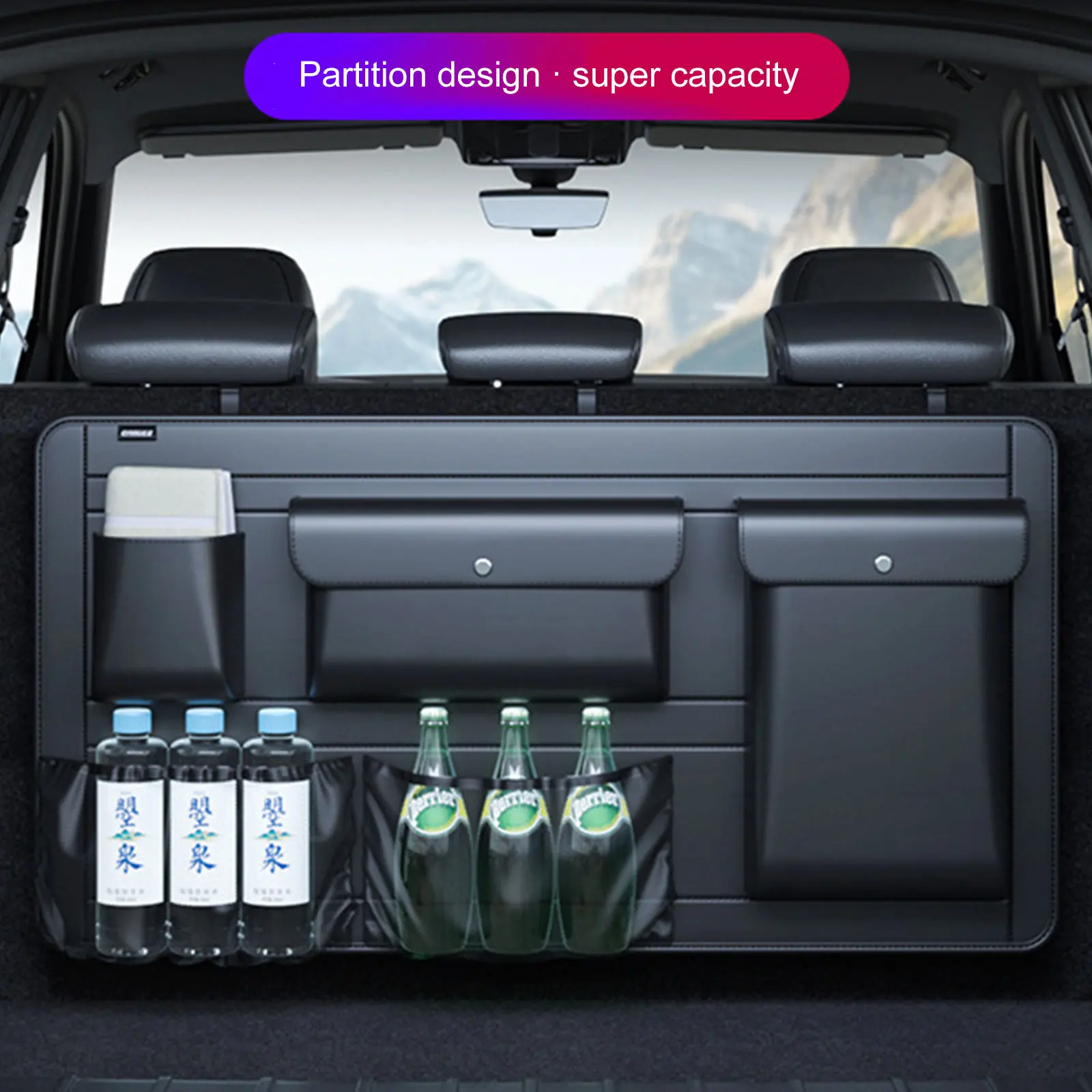 

Автомобильный ящик для хранения на заднем сиденье, 5 сумок, органайзер для багажника, многофункциональные органайзеры для спинки сидения автомобиля с сетчатым мешком, автомобильные аксессуары