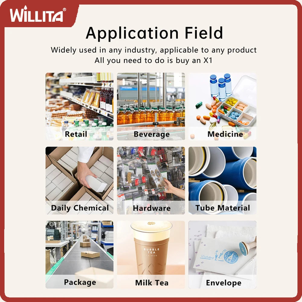 Стационарный струйный принтер Willita 12 7 мм с номером кода партии для печати