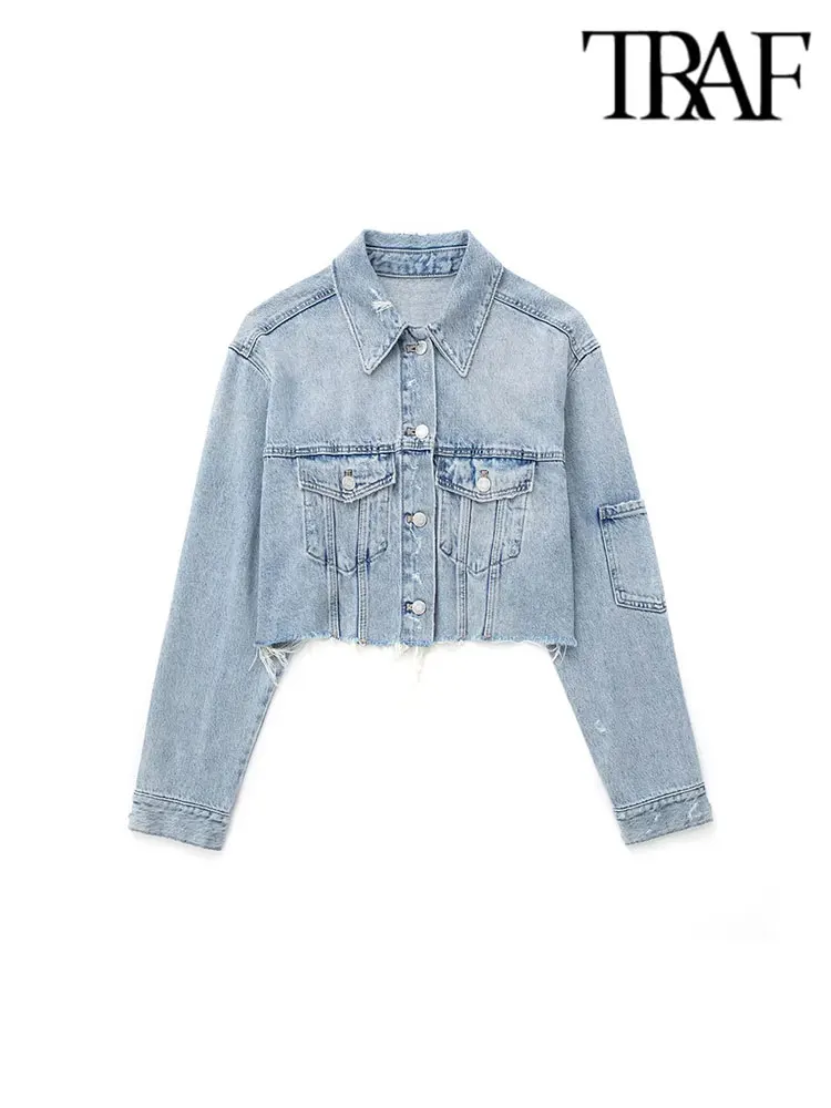 

Куртка женская джинсовая с длинным рукавом, на пуговицах