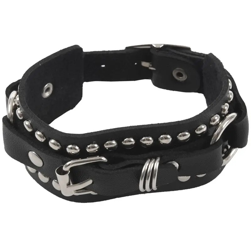 

Fashion Punk Rivet Stud Fashion Unisex Leather Belt Bangle Bracelet