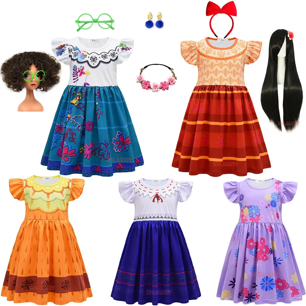 

Disguise Girl Madrigal Charm Dress Carnival Summer Virgin Children Princess Midi Mirabel Isabela Birthday Party Dress Up