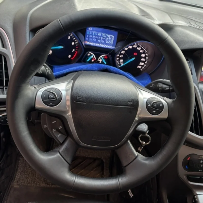 

Плетеный чехол на руль автомобиля, ручное шитье, удобная натуральная кожа для Ford Focus 3 2012 C-MAX 2011 KUGA Escape 2013-2016