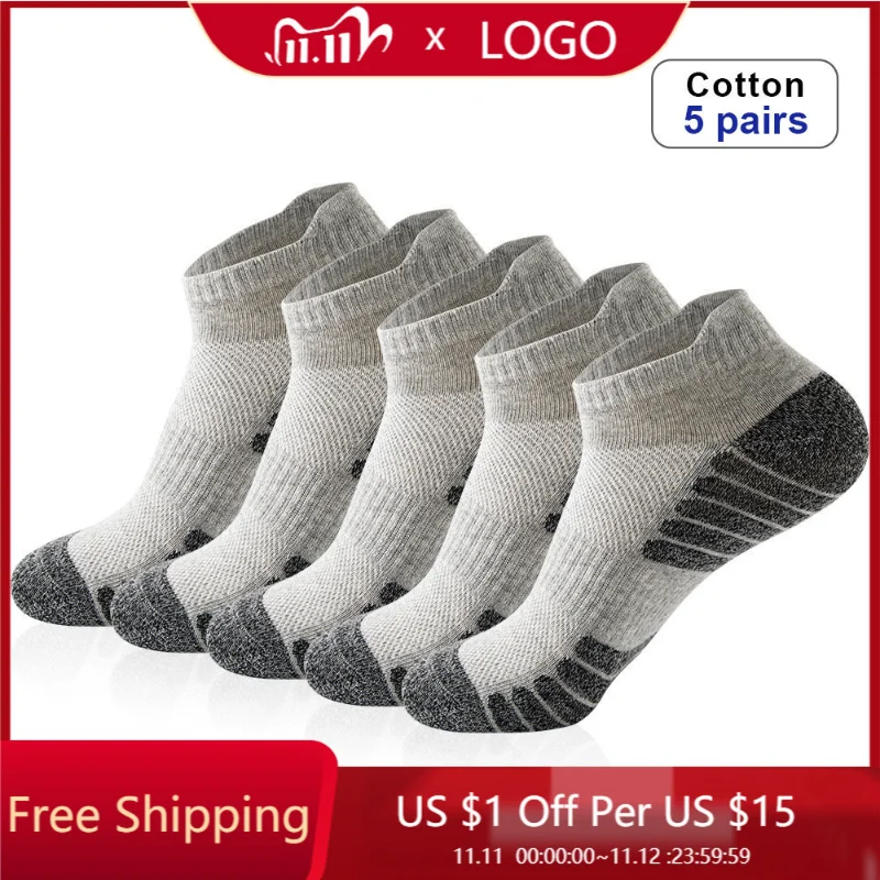 5 pairs/lot Men's Summer Fashion Cotton Ankle Socks High Quality Elastic Breathable Deodorant Male's Sport Short Socks EUR 37-46