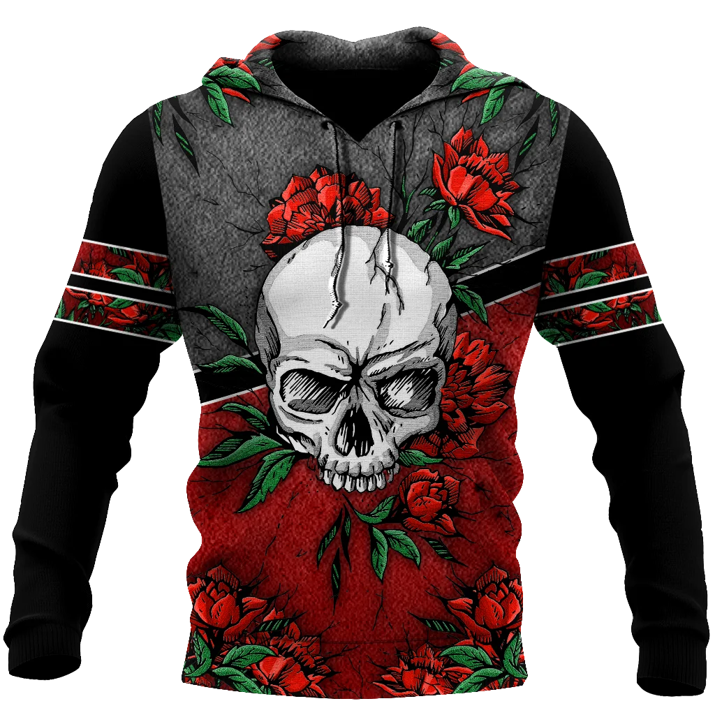 

Beautiful skull tattoo 3D full body print unisex luxury hoodie men sweatshirt zipper pullover casual jacket sportswear-196