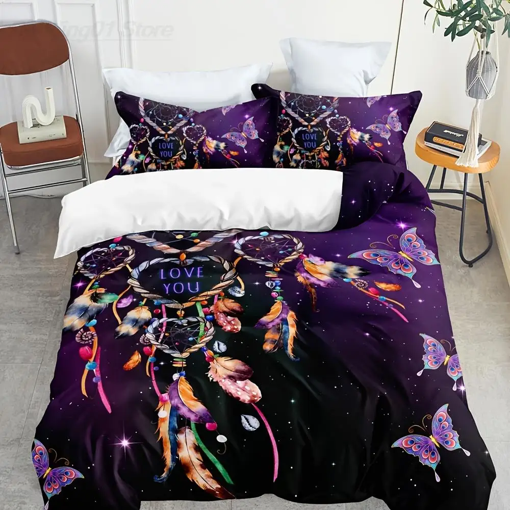 

Boho Bedding Dreamcatcher Butterfly National Guest Room Duvet Cover Set 3pcs (1pc* Duvet Cover +2pcs Pillowcase, No Pillow Core)