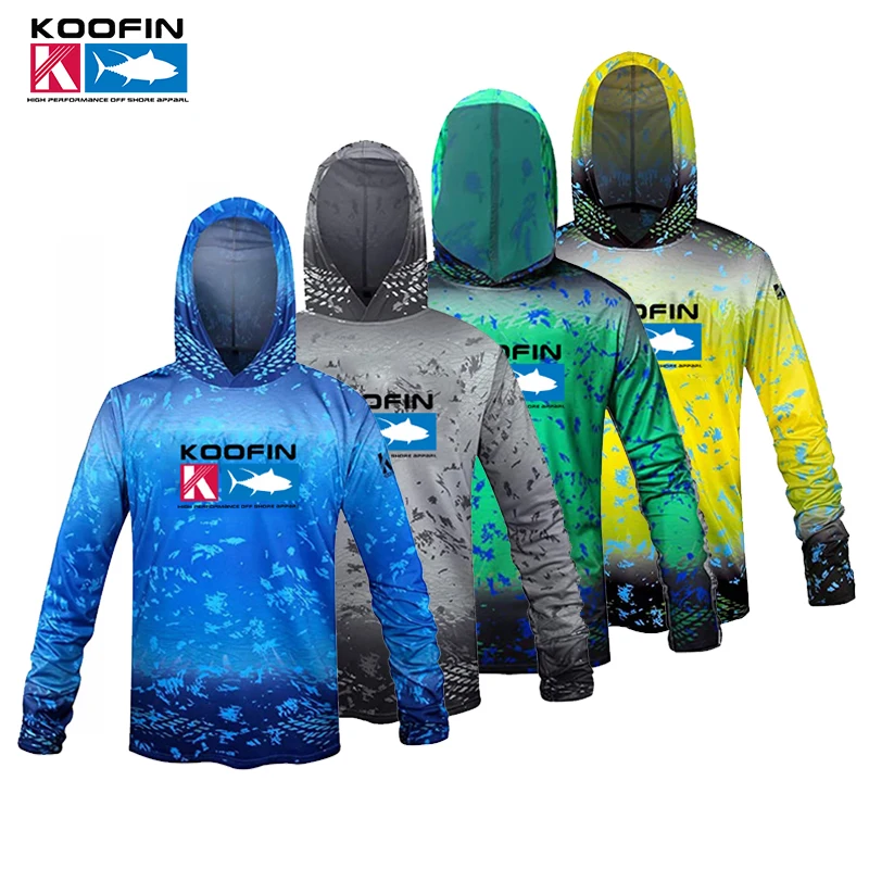 

2023 KOOFIN Fishing Shirts Fishing Jerseys Breathable Hooded Popular Fishing Clothing Windproof With Newest Men's Sun Protective