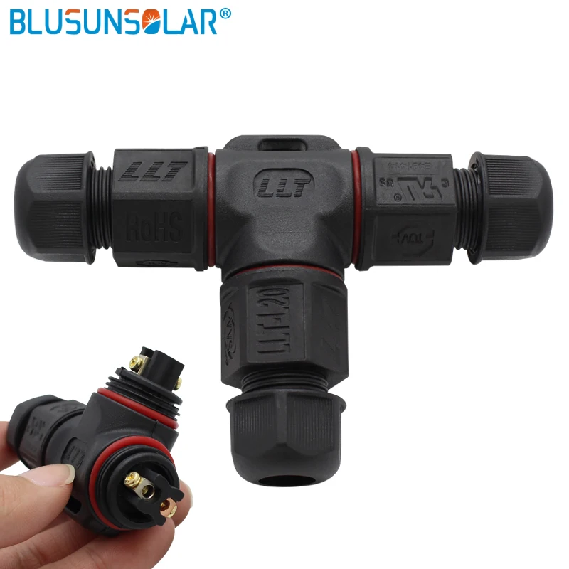 

LEADER SOLAR 50 Pec Lot IP67 T-shaped Waterproof Connectors 3Pin Wire Connectors 250V 20A Cable Diameter 10mmsq CE