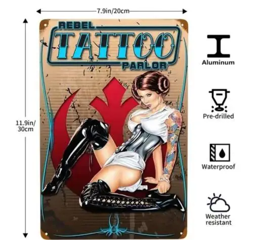 Пин-Ап тату-кабинет металлический жестяной знак сексуальная девушка с