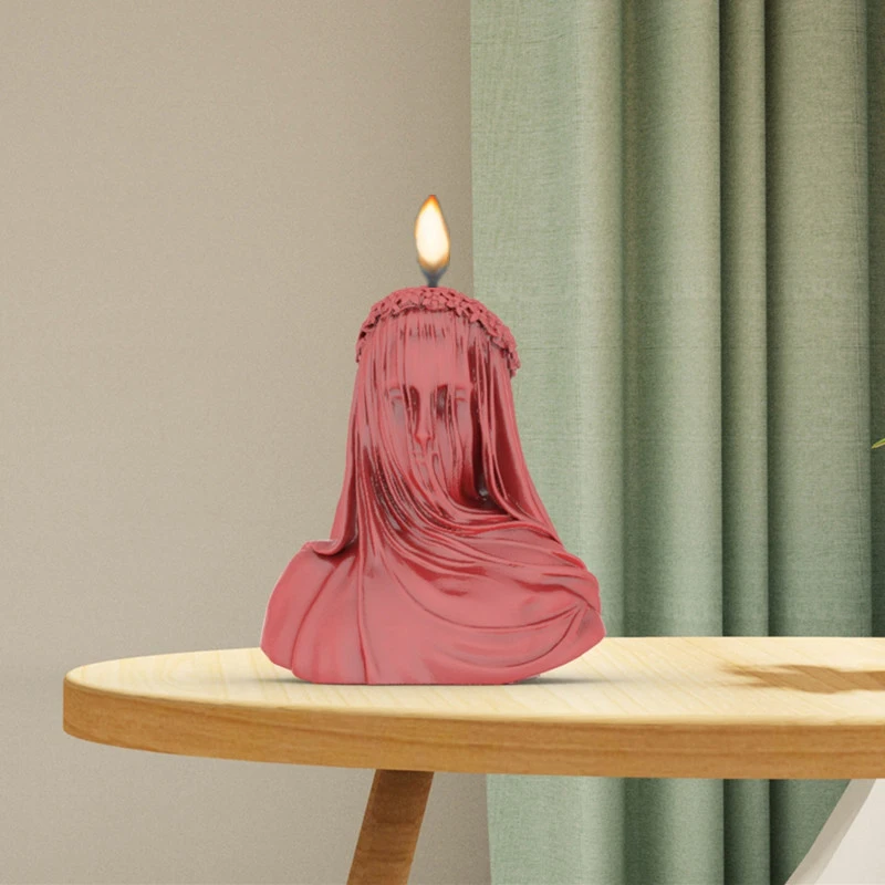 

Veil Girl Lady Candle Silicone Mold DIY Bust Sculpture Maria Candle Mold Aroma Candles Silicone Molds for Crafts 3D Handmade