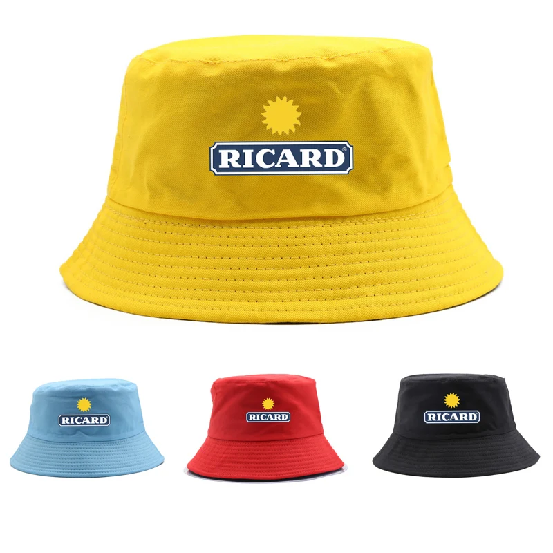 RICARD Bob Reversible Yellow  Bucket Hats Men Women  Unisexe  Cotton Sky Blue Fisherman Caps Chapeau Sun Hat