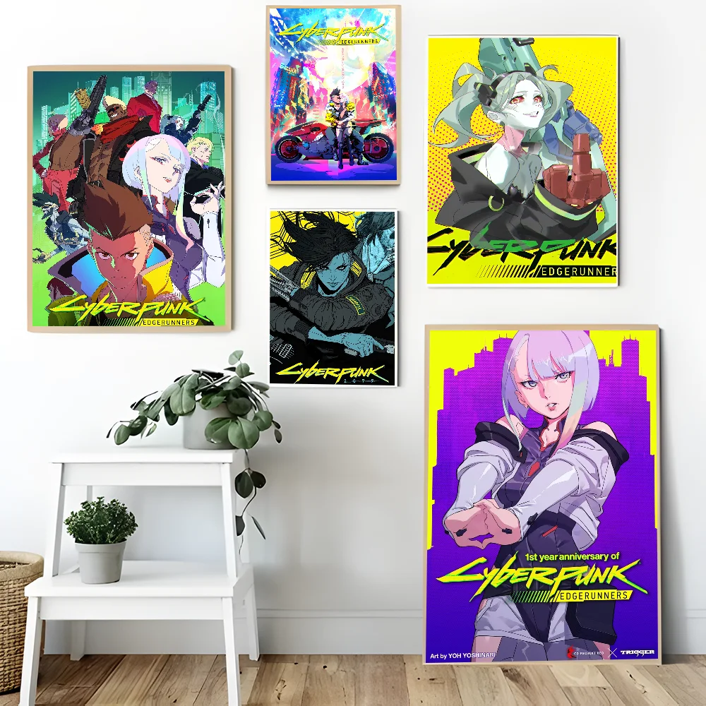 Аниме C-Cyberpunk E-Edgerunners классический винтажный постер HD качество настенное