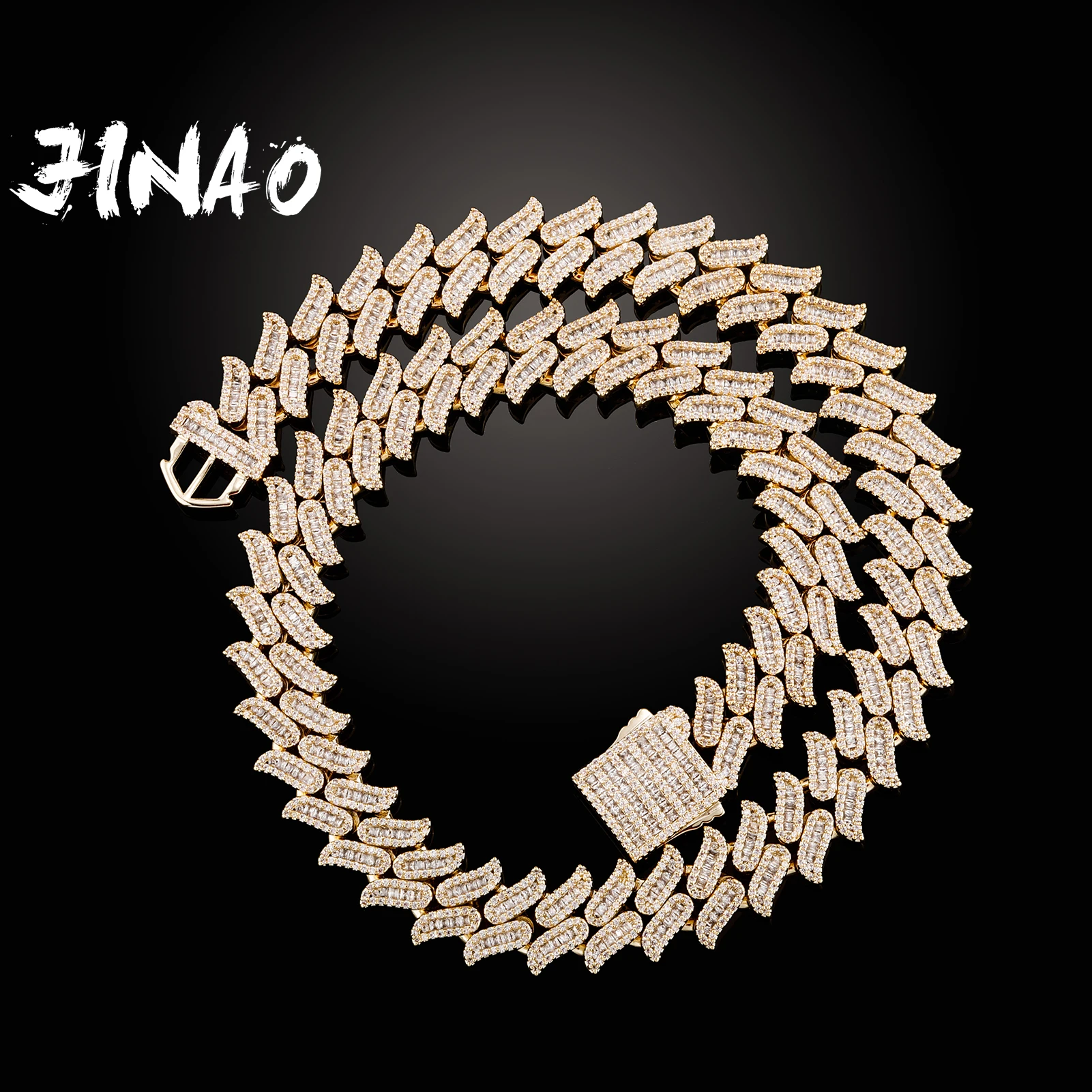 

JINAO 2022 NEW European and American Style 16mm Necklace High Quality Miami Cuban Chain Ice Cravejado AAA+ Cubic Zircon Jewelry