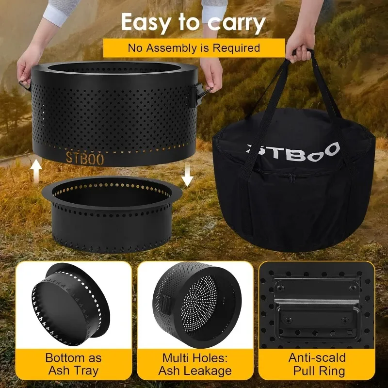Бездымные поддоны для улицы с портативной сумкой хранения 20x14 дюймов пикника
