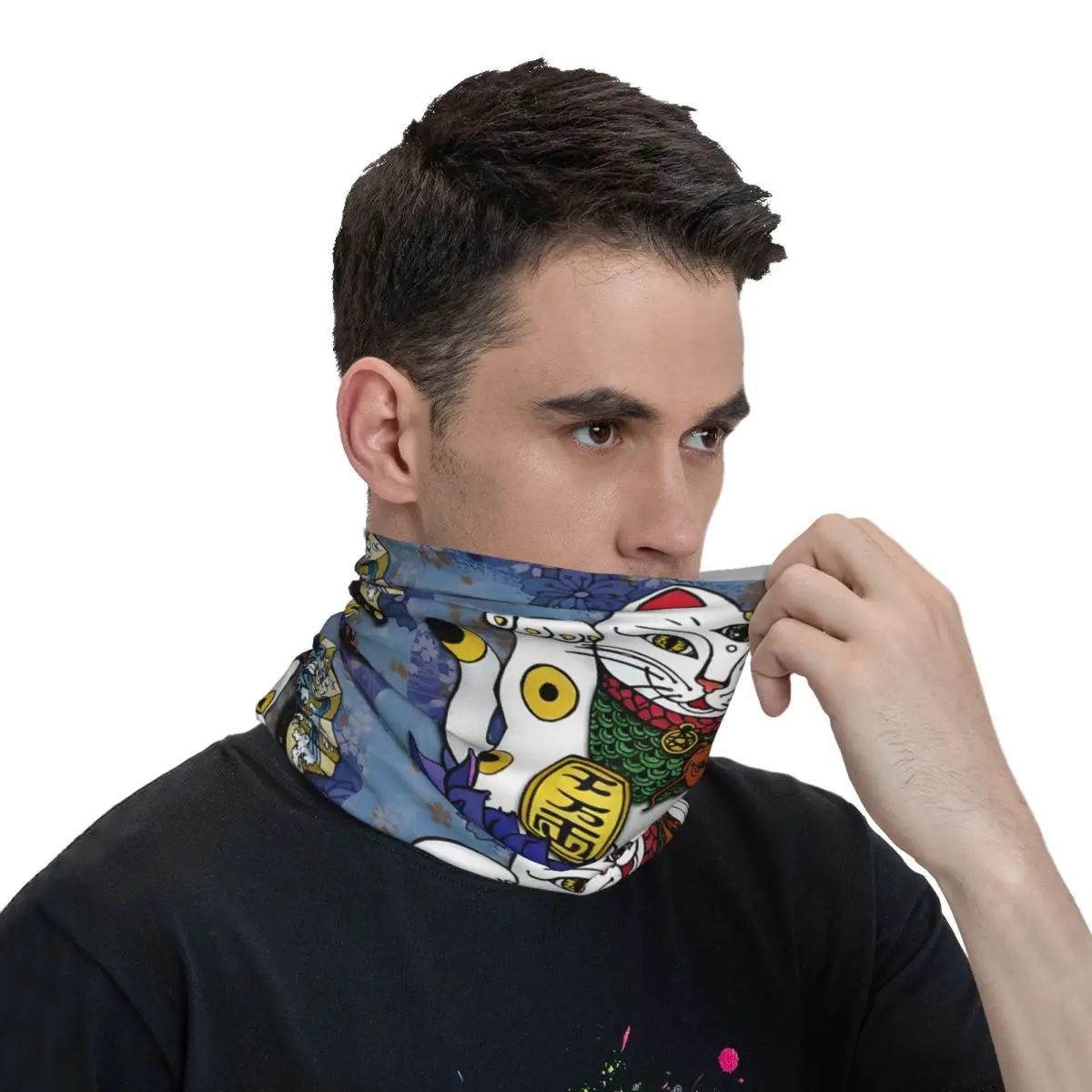 Синий счастливый бритвенный шейный платок маска для лица из полиэстера