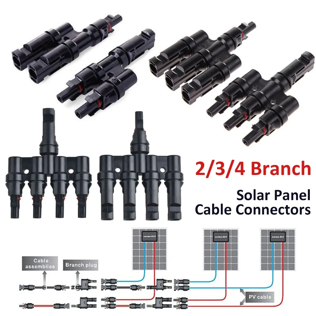 

2/3/4 Branch Male & Female Solar PV Panel Cable Connectors Solar Photovoltaic Modules Parallel Connector Accessories