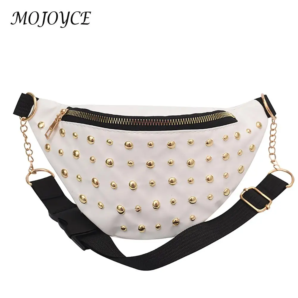 

Women PU Leather Punk Rivet Chest Bag Chic Ladies Crossbody Bags Women Retro Hip-Hop Vintage Casual Chest Bag