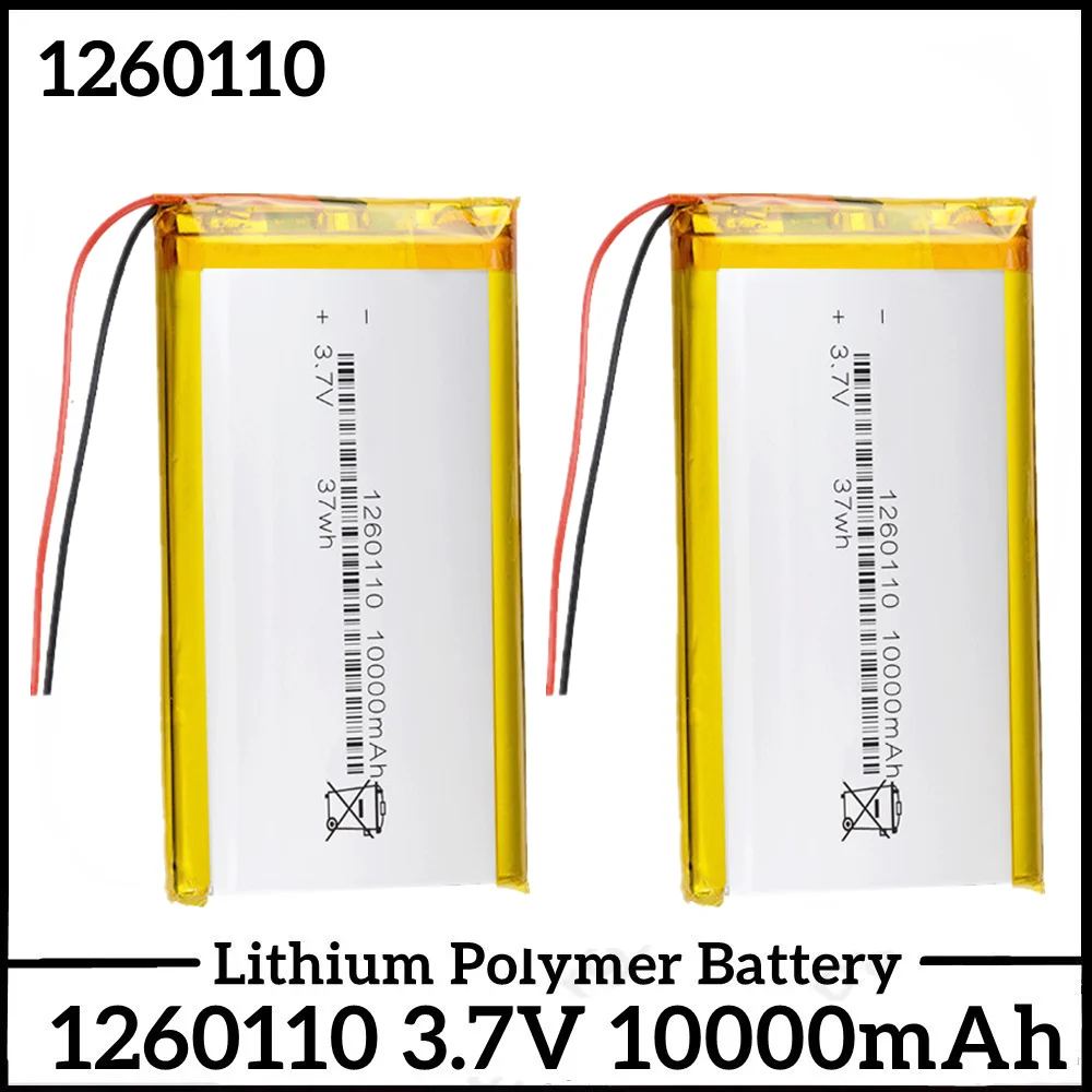 

1-8PCS 3.7V Li Polymer Battery 10000mAh 1260110 Soft package battery For Power Bank Bluetooth Speakers Tablet DVD battery