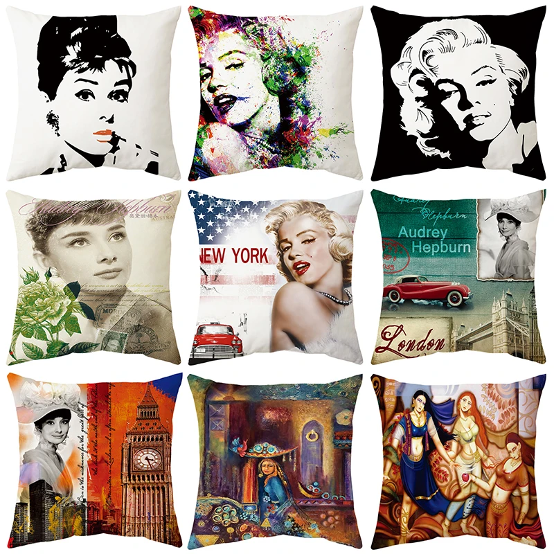 Винтажная наволочка Мэрилин Монро Одри Хепберн из фильма Звезда