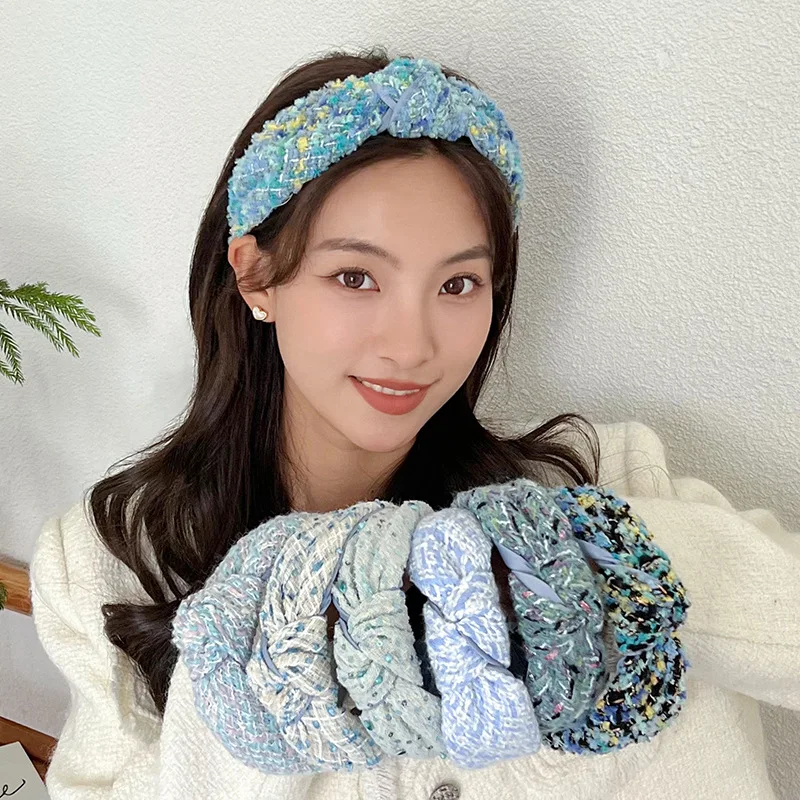 

Blue Ocean Color Fashion All-Match Woolen Hairband Hair Accessories Classic Style Headband for Women