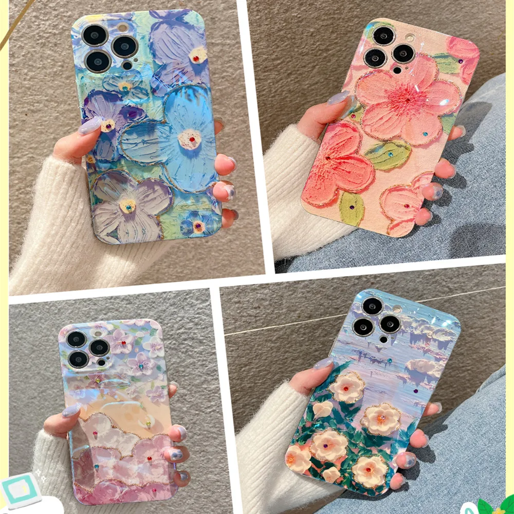 

Diamond Flower Phone Case For Xiaomi Redmi Note 12 11 10 Pro 11S 10S K50 POCO C40 MI 12 11Pro Glitter Soft Silicone Phone Cover