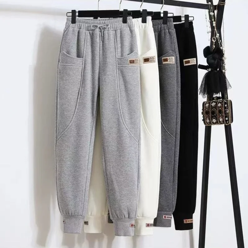 

Plush Sport Casual Commuter Harun Pants Autumn Winter Elastic Waist Loose Leggings Pants