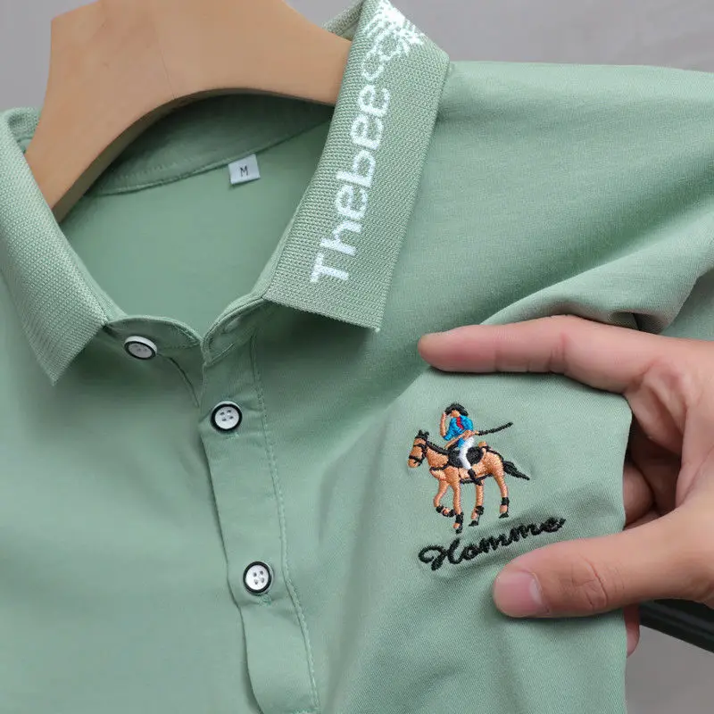 Летняя мужская деловая рубашка одежда-поло дешевая хлопковая Футболка с