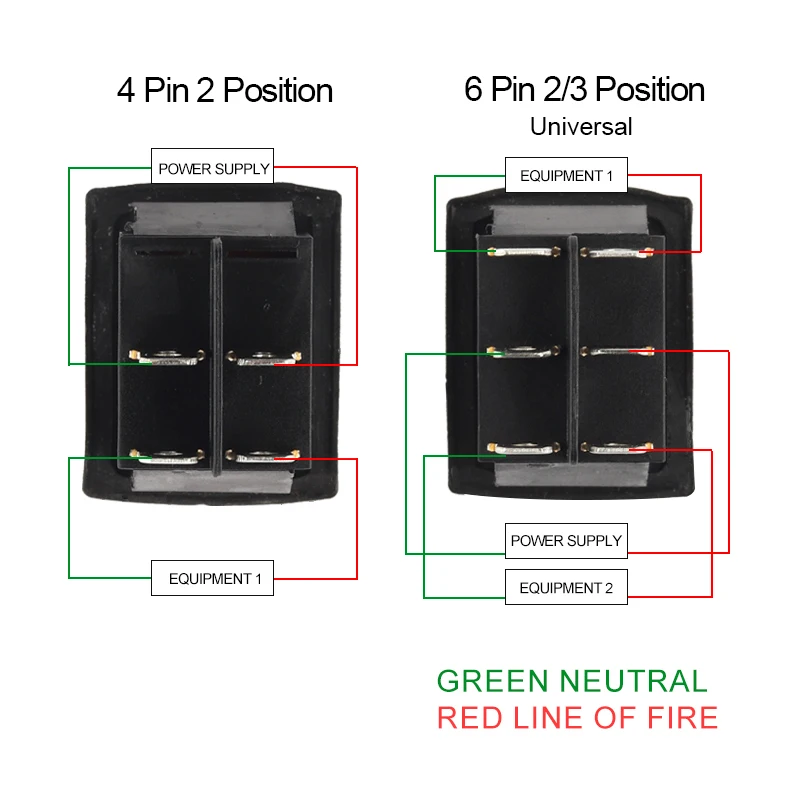 KCD4-201 DPST переключатель 4-контактный 6-контактный 30x22 сверхмощный
