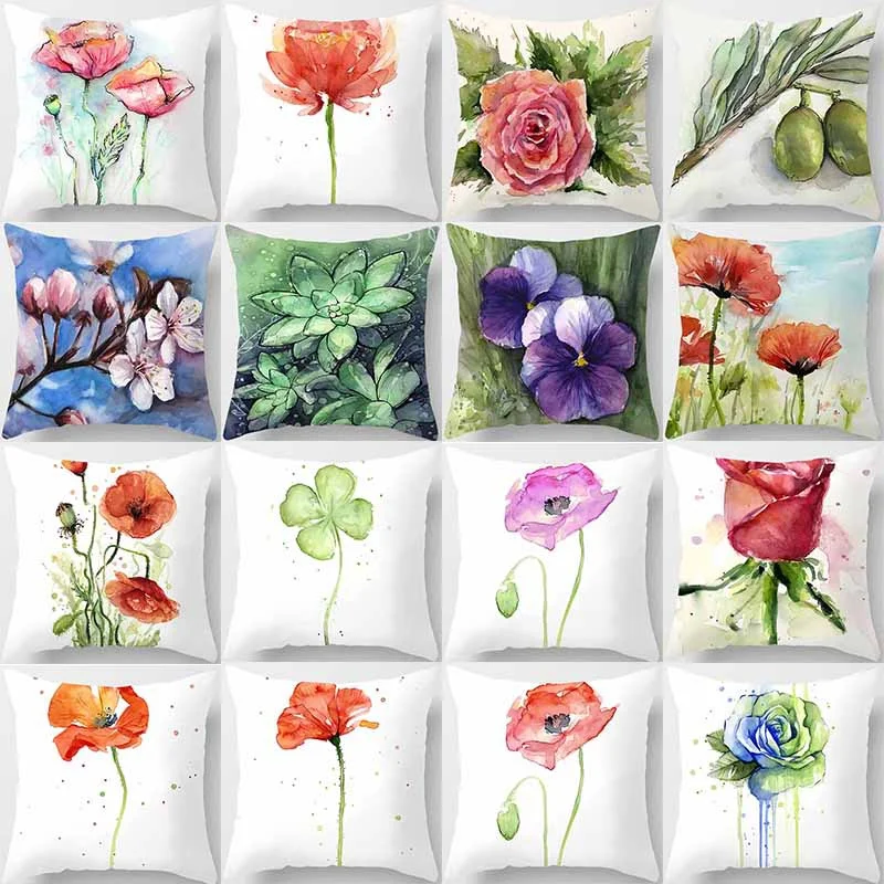 

Flower Print Cushion Cover Sofa Office Decor Rainbow Pillow Cover Home Decor