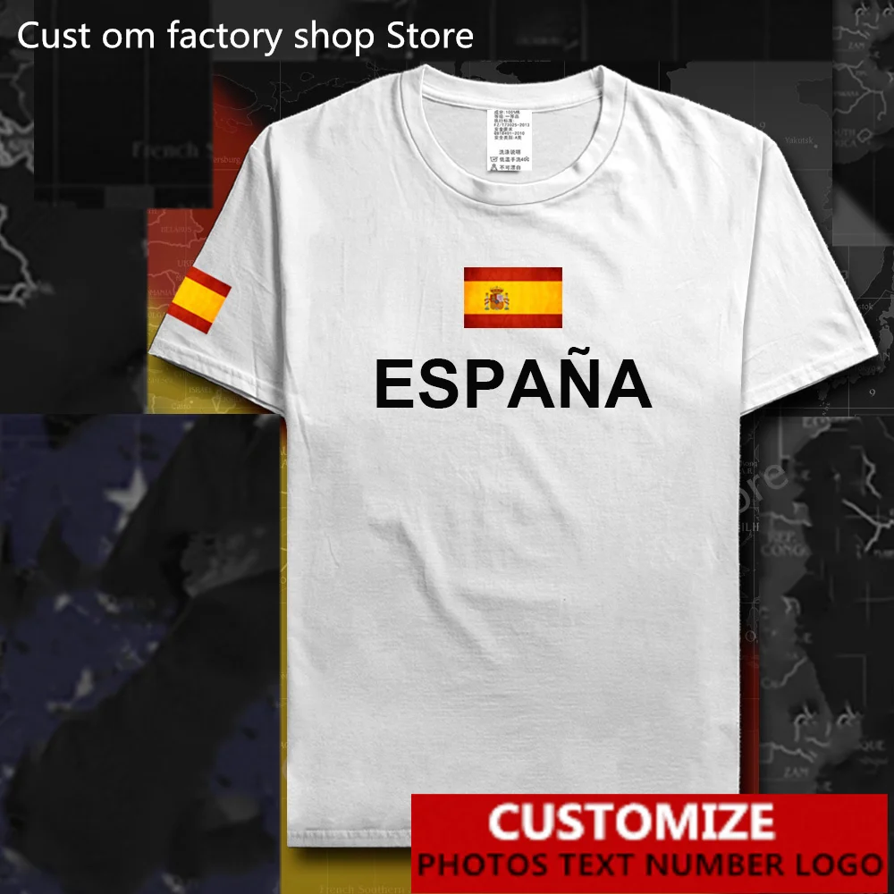 

Kingdom of Spain Espana T shirt Free Custom Jersey DIY Name Number LOGO 100% Cotton T-shirts Men Women Loose Casual T-shirt