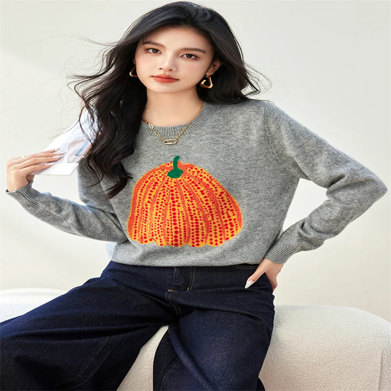 Женский винтажный вязаный пуловер повседневный свободный свитер с длинным