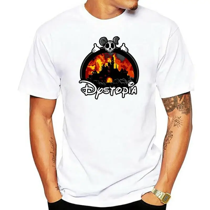 

Dystopia Skull Tower O Neck T-shirts Summer Tops Shirt Short Sleeve 2022 100% Cotton Fashion Men Top Quality Sweatshirt