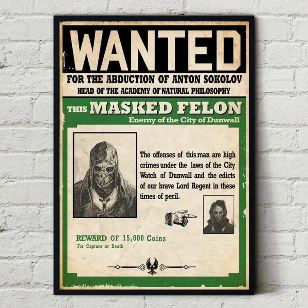 

Masked Felon Wanted Minimal Artwork Video Game Canvas Art Paintings Poster and Print Wall Picture For Living Room Decoration