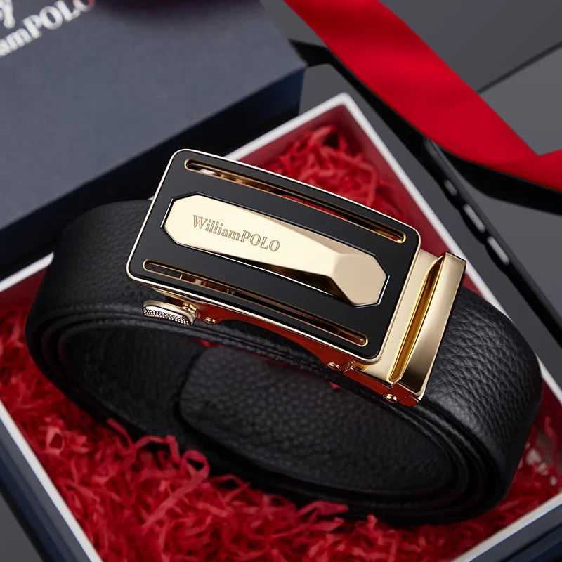 

Genuine leather men's business belt automatic buckle fashion personalized