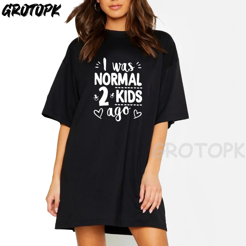 

Женское платье с принтом «I Was нормальный 2», Летние Повседневные платья в стиле Харадзюку с короткими рукавами для девочек, 2022
