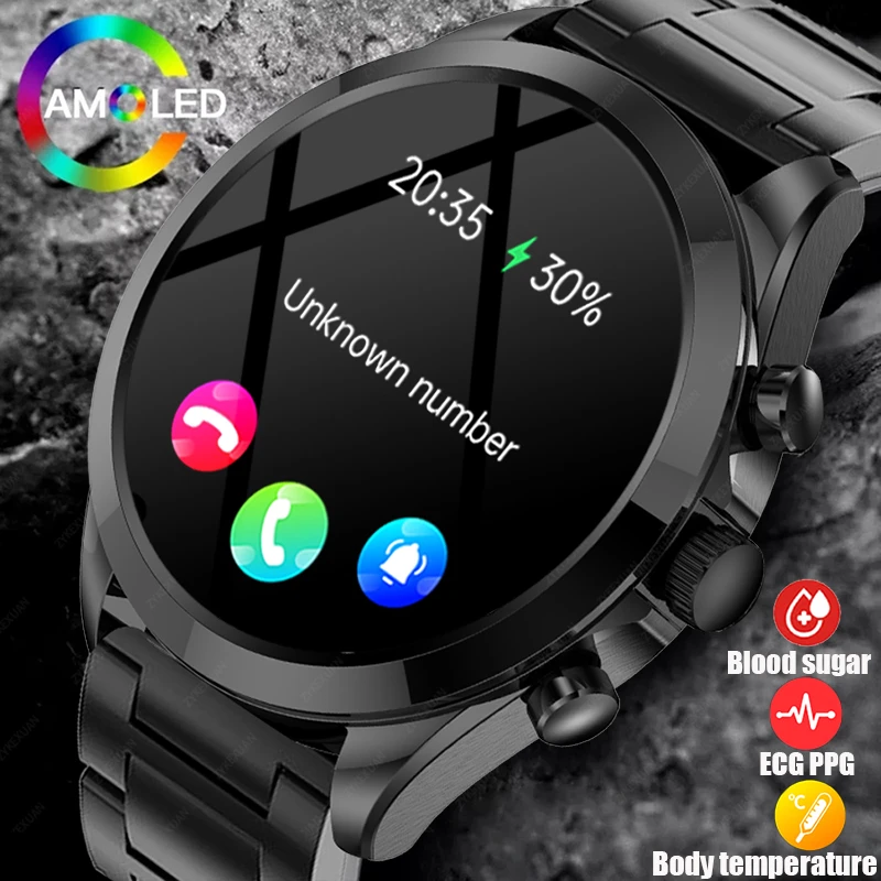 

For Lenovo Smart Watch Men blood glucose measurement 360*360 HD Screen Heart Rate ECG+PPG Bluetooth Call SmartWatch+BOX