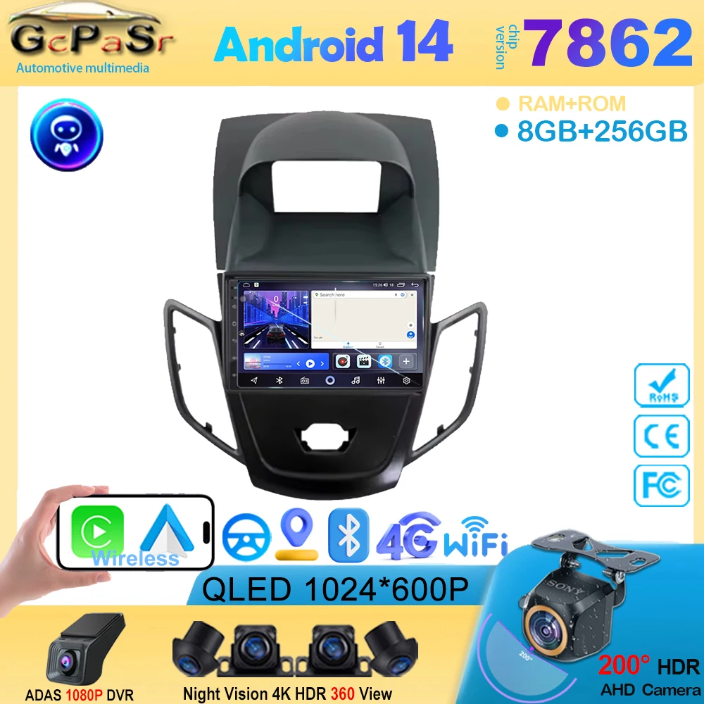 7-дюймовый Android 14 для Ford fiesta 2008-2017 автомобильное радио мультимедийный плеер