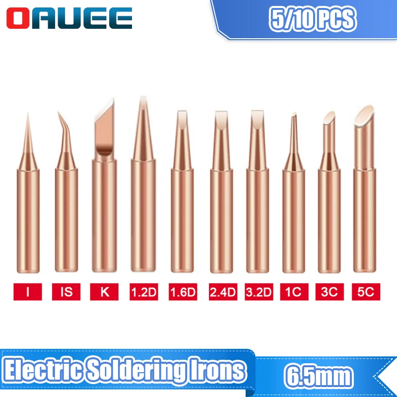 5/10Pcs Electric Soldering Iron Head Tool Copper Welding Head 900M-T-K Pure Copper Soldering Iron Welding Equipment Welding Tool