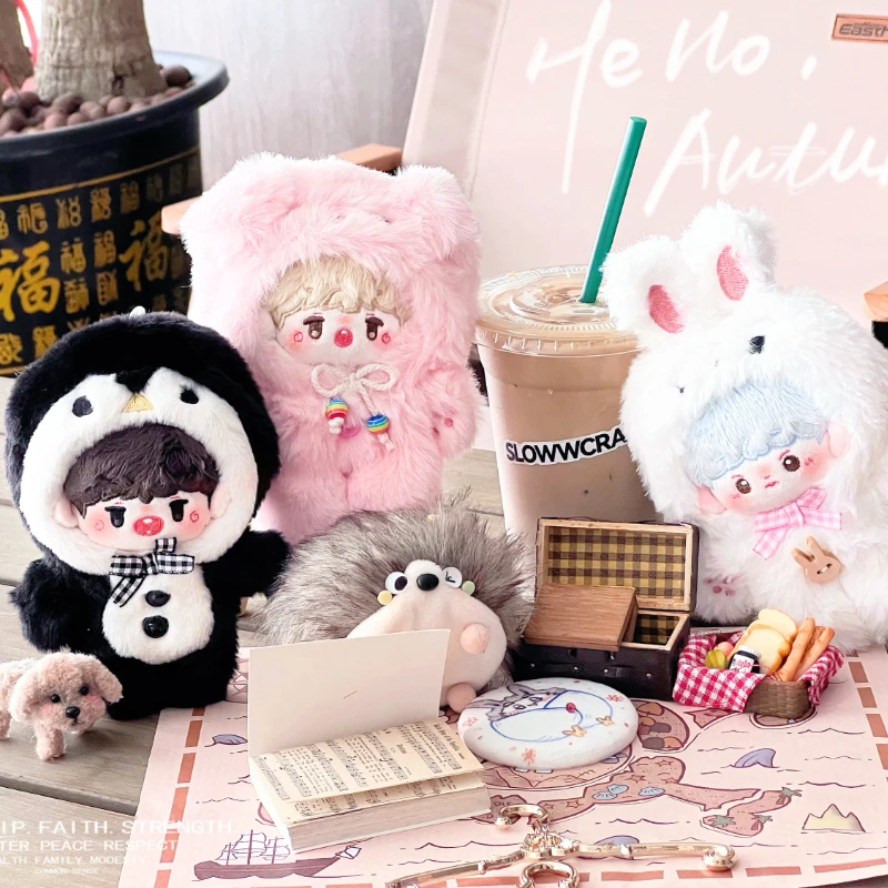 

Pre-sale Handmade 10cm Plush Soft Fluffy Bunny Pig Penguin Jumpsuits for 10cm Kpop Doll Clothes Clothing Outfits Cosplay Suit