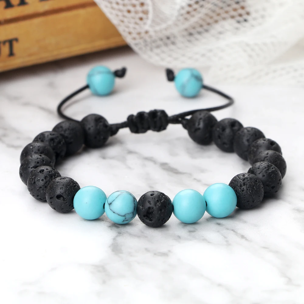 Anxiety Diffuser Bracelet Unisex With Wooden Tiger Eye Beads Bangle Women Man Couple