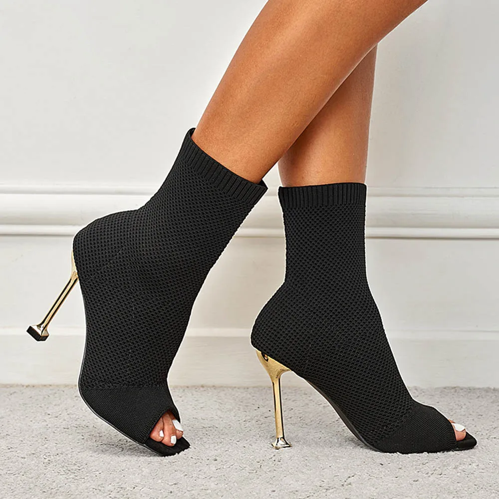 

Women's Shoes Thin Legs Show Thin Elastic Fish Mouth Socks Boots 2022 High-heeled Sandals Solid Color