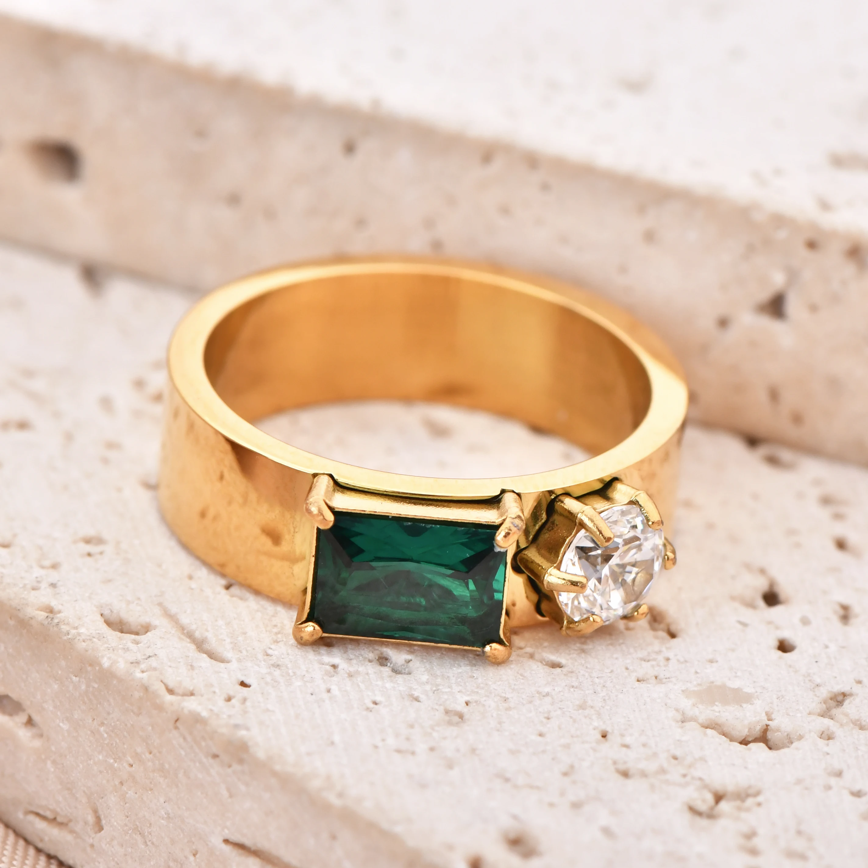 Трансграничное французское ретро изумрудное кольцо с цирконом Aaa элитное модное