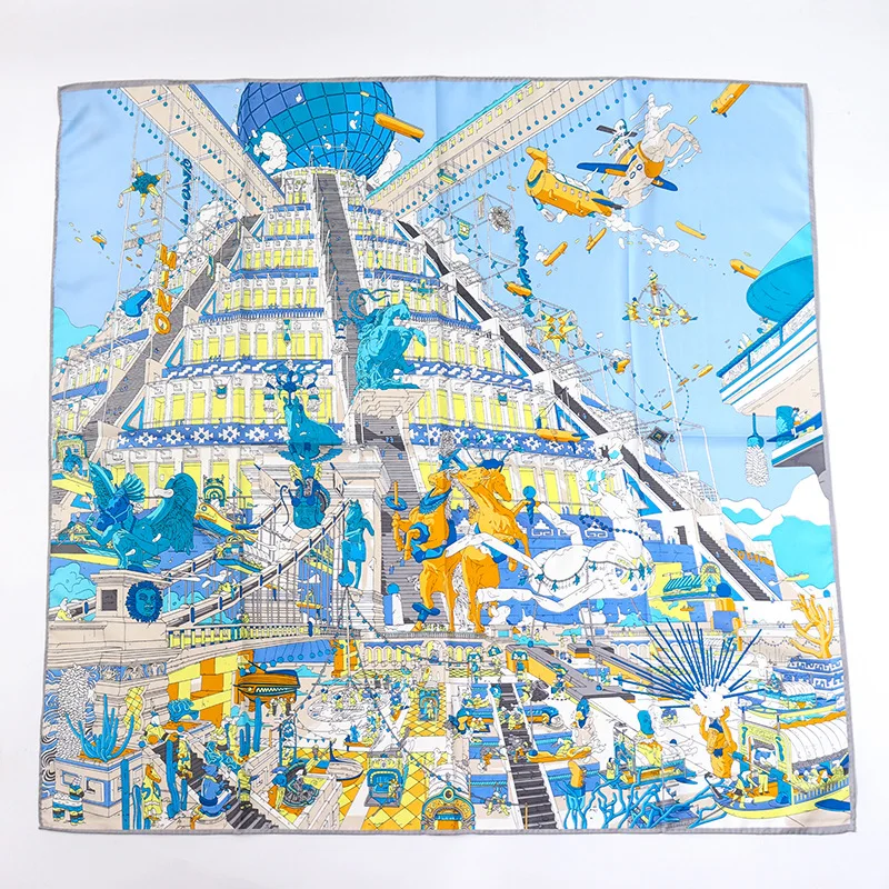 Роскошный шелковый шарф 90*90 роскошные дизайнерские брендовые шелковые шарфы