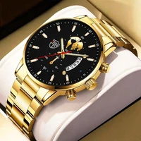 luxury mens sports watches for men business stainless steel quartz wrist watch man fashion casual leather watch luminous clock