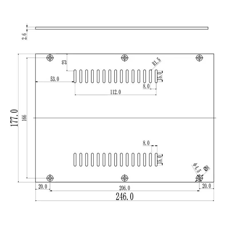 Алюминиевый корпус усилителя мощности 212*70*257 мм