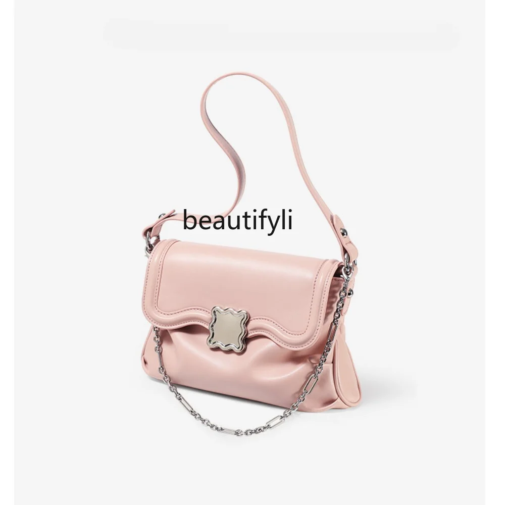 

yj Pink Bag High-Grade Underarm Bag Simple All-Match Shoulder Messenger Bag