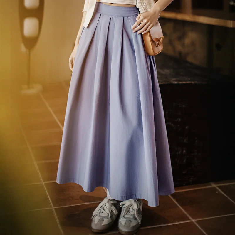 MADEN Однотонная плиссированная юбка из хлопка