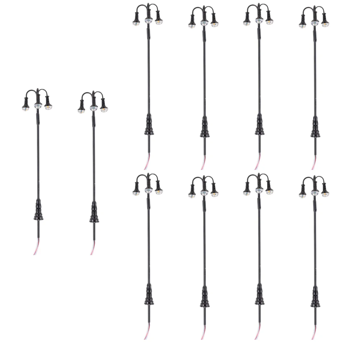 

10 pcs Miniature Street Lamps House Mini 3-head Street Lamps Sand Table Decor