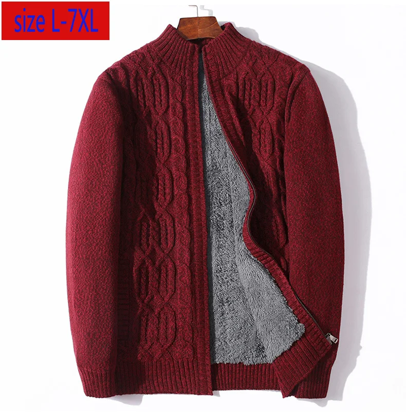 Arrival Fashion Thickened Plush Sweater New Jacket Cardigan Casual Computer Knitted Mandarin Collar Plsu Size L-3XL4XL5XL6XL7XL