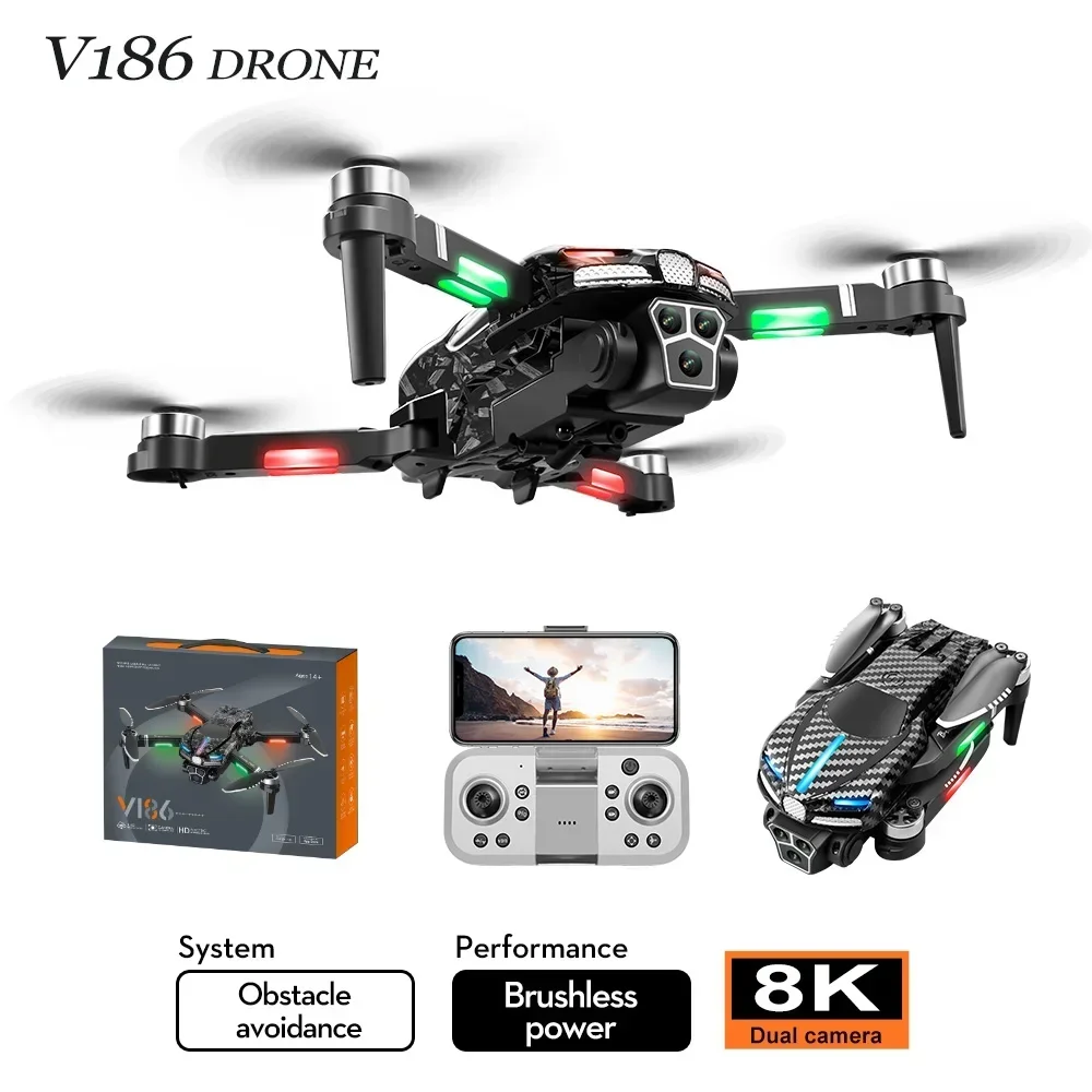 Дрон V186 New2024 8k с HD-камерой для аэрофотосъемки